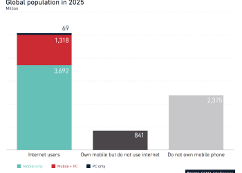 Mobil İnternet Abone Sayısındaki Artışın % 50sini Çin, Hindistan, Endonezya, Nijerya ve Pakistan Yaratacak