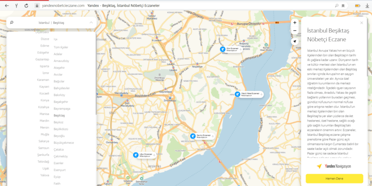 Yandex Nöbetçi Eczaneler İnternet Sitesi Açıldı