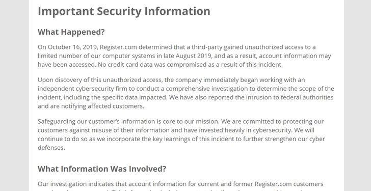 Web Adresi Kayıt Şirketi Register.com Hacklendi