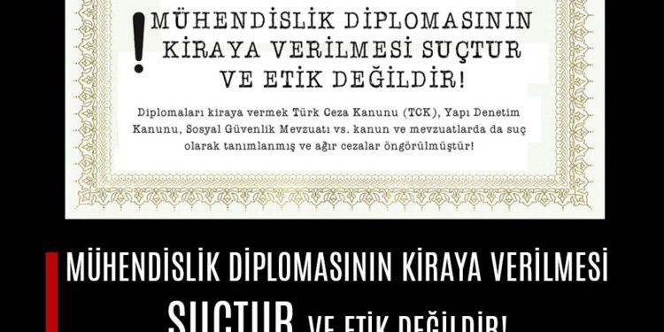 Mühendislik Diplomasının Kiraya Verilmesi Suçtur ve Etik Değildir