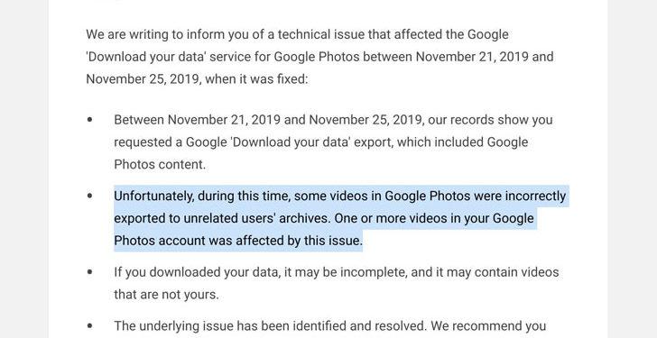 Google, Bazı Kullanıcıların Özel Videolarını Yanlışlıkla Başkalarıyla Paylaştı