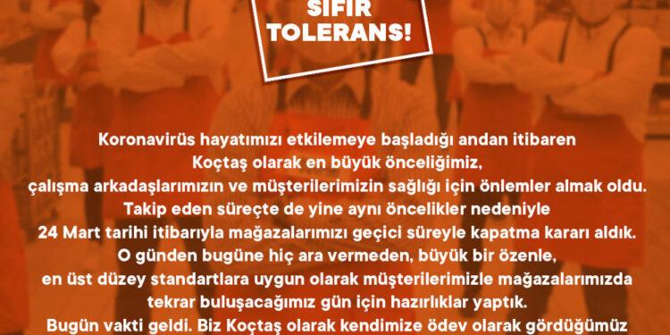 Koçtaş Mağazaları, Covid-19’a Karşı ‘Sıfır Tolerans Manifestosu’ İlkeleriyle Kapılarını Yeniden Açtı