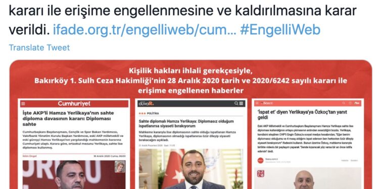 Hamza Yerlikaya “Diploma” Haberlerine Erişim Engeli