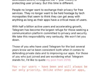 Durov, Whatsapp’ın Telegram’a Göre Geride Kaldığını Söyledi