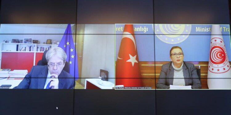 Ticaret Bakanı Ruhsar Pekcan, AB Ekonomi Komiseri Paolo Gentiloni ile Videokonferans Yoluyla Görüştü