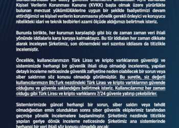 BTCTurk Veri Tabanı Sızıntısı Konusunda Açıklama Yayınladı