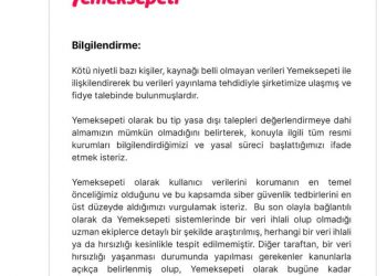 Yemeksepeti’nden Fidye Talebinde Bulunulduğu Açıklandı