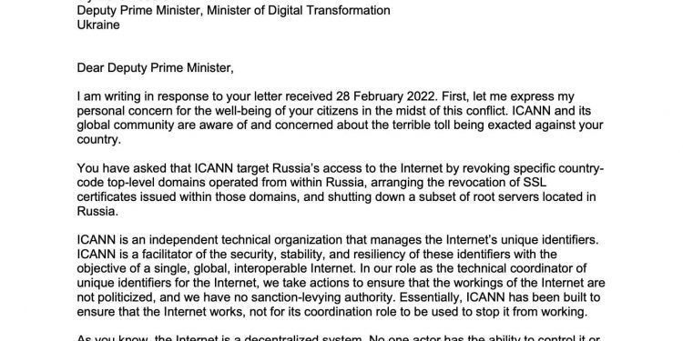 ICANN Ukrayna’nın Rusya’yı İnternet’ten Bloklama Talebini Geri Çevirdi