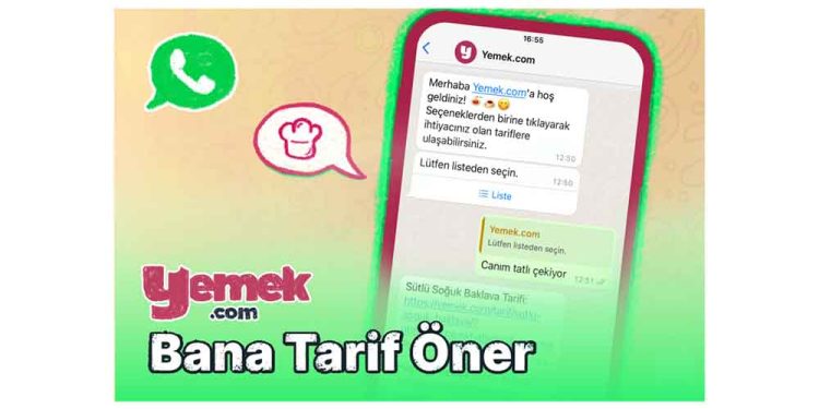 Yemek.com’dan Yemek WhatsApp Botu “Bana Tarif Öner”