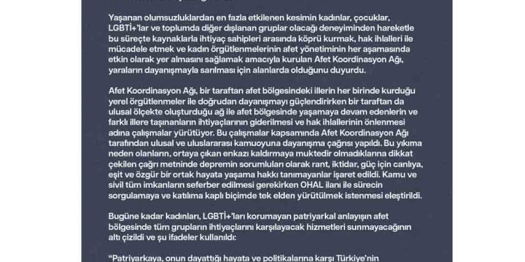 Kadın Koalisyonu Afet Koordinasyon Ağı Kuruldu