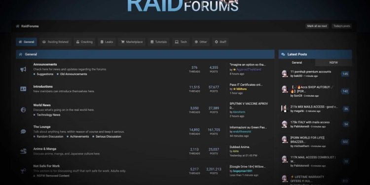 Geçen Yıl Kapatılan RaidForum Hacker Sitesinin Kullanıcı Verileri Sızdı