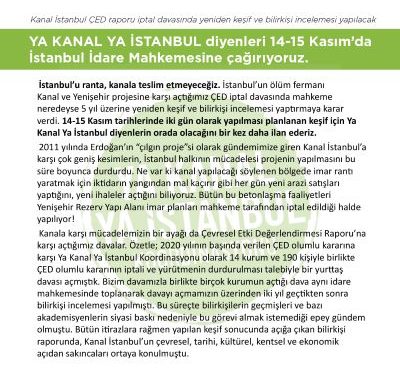 Kanal İstanbul ÇED Raporu İptal Davasında Yeniden Keşif ve Bilirkişi İncelemesi Yapılacak