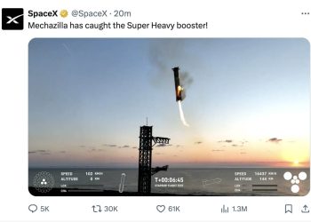 SpaceX, 5. Uçuş Testinde Starship Roket Güçlendiricisini İnişte Başarıyla Yakaladı