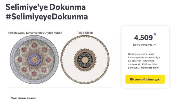 Selimiye Camii Restorasyonuna Kamuoyundan Tepki
