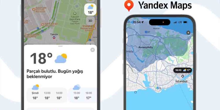 Yandex Maps’e Gerçek Zamanlı Hava Durumu Tahminleri Geldi