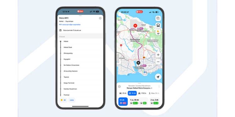 Yandex Maps, İstanbul’un Yeni M11 Duraklarını İlk Günden Rotalara Dahil Ediyor